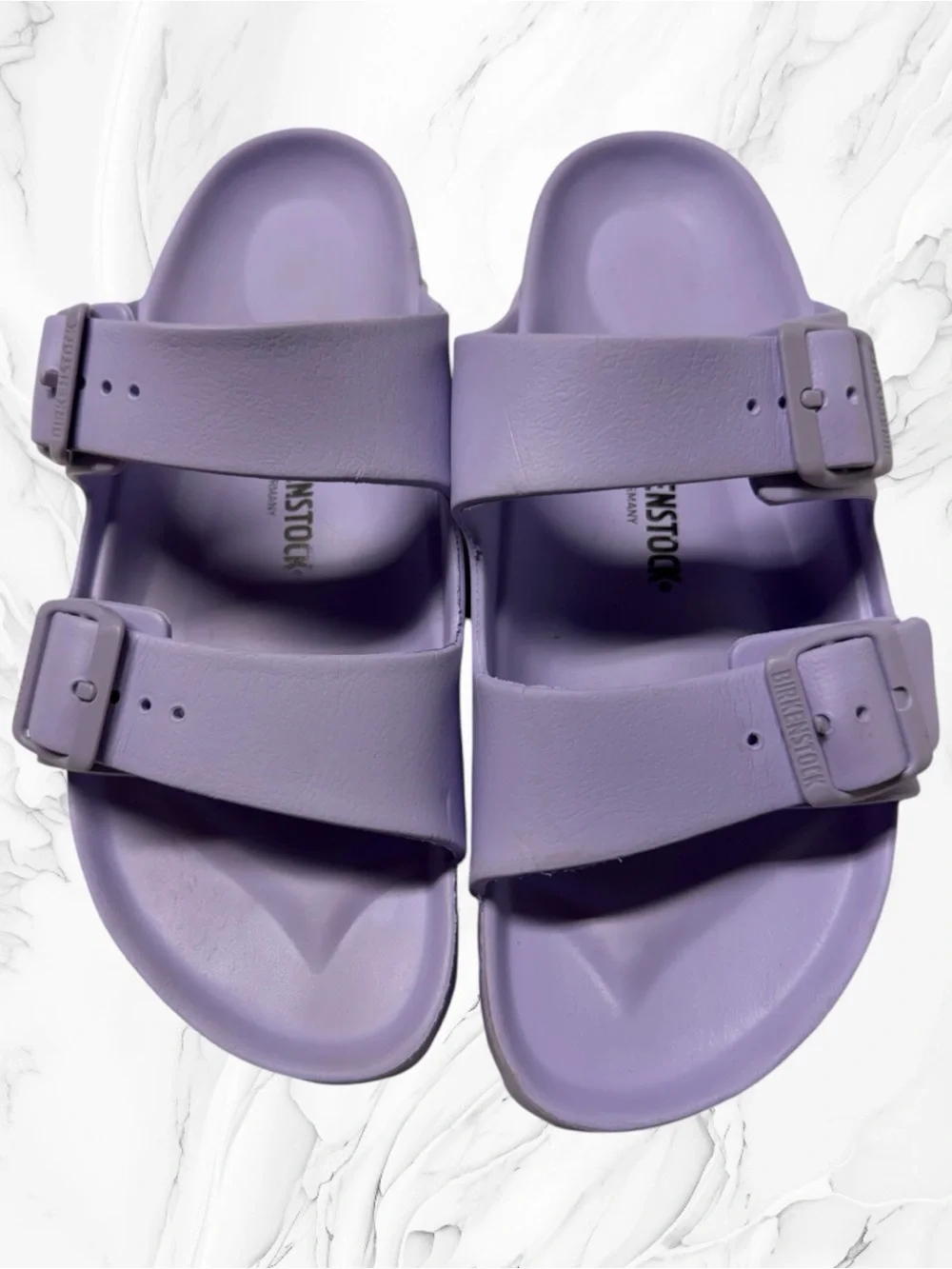 Birkenstock Two-Strap EVA Sandals in Lavender size 10-10.5